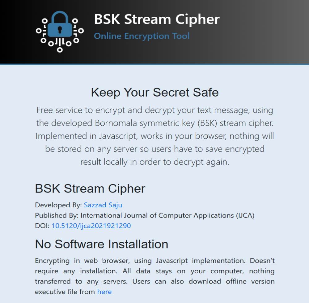 Cipher BSK (web app)